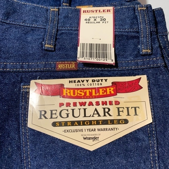 Vtg New Rustler Men’s PreWashed Heavy Duty Denim Jeans size 40x30 BNWT - Picture 2 of 2